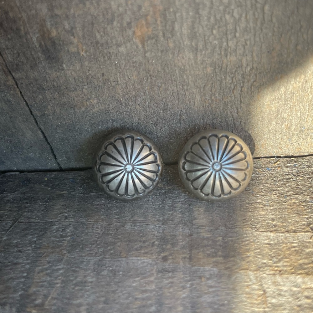 Vintage Concho Earrings Sterling Silver Native American